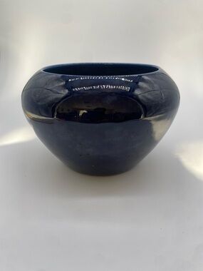 Deep Navy Ceramic Bowl Planter - The Violet Pot